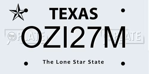 OZI27M Texas License Plate