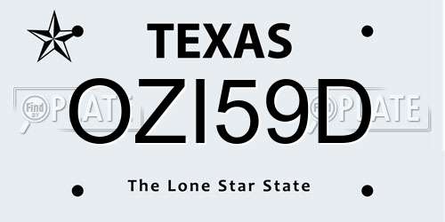 OZI59D Texas License Plate