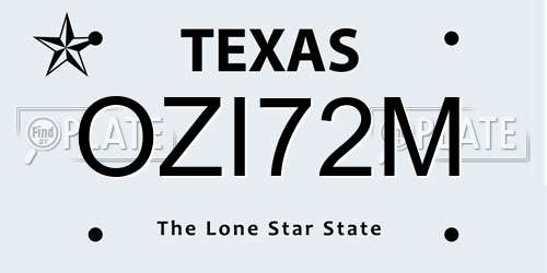 OZI72M Texas License Plate