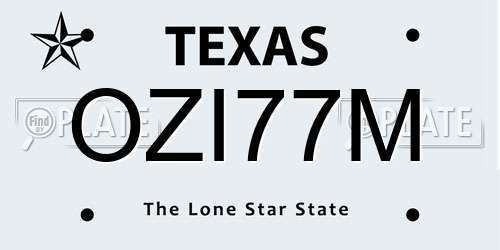 OZI77M Texas License Plate
