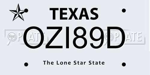 OZI89D Texas License Plate
