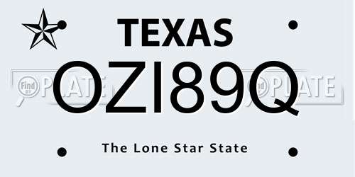 OZI89Q Texas License Plate