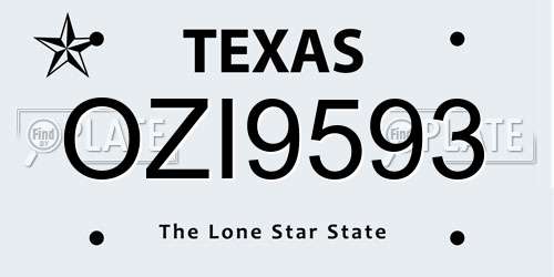 OZI9593 Texas License Plate