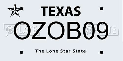 OZOB09 Texas License Plate