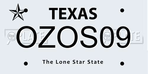 OZOS09 Texas License Plate