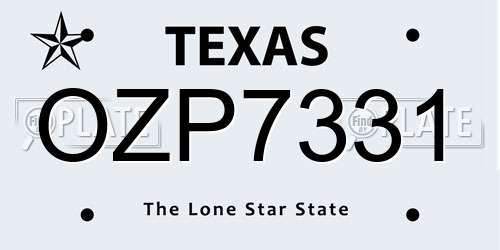 OZP7331 Texas License Plate