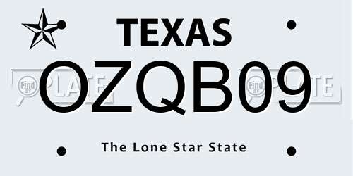 OZQB09 Texas License Plate