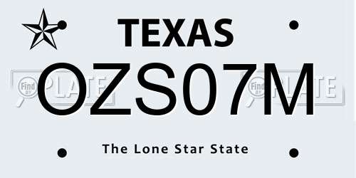 OZS07M Texas License Plate
