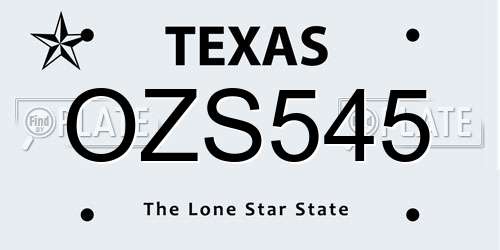 OZS545 Texas License Plate