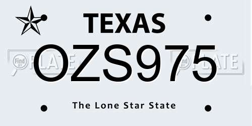 OZS975 Texas License Plate