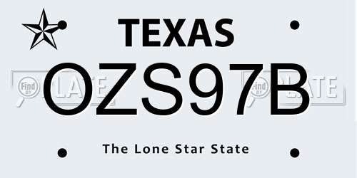 OZS97B Texas License Plate