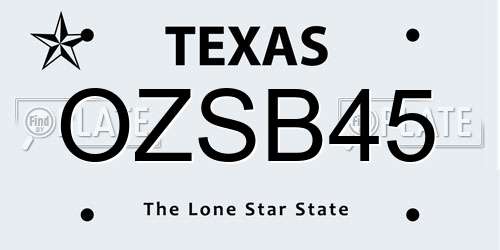 OZSB45 Texas License Plate