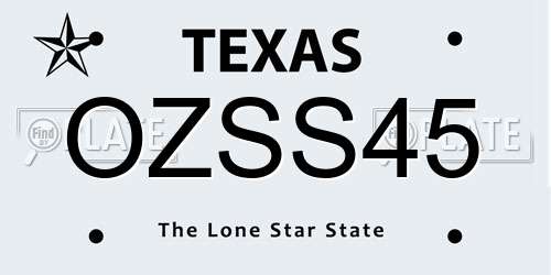 OZSS45 Texas License Plate