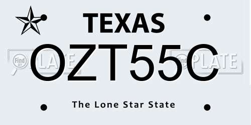 OZT55C Texas License Plate