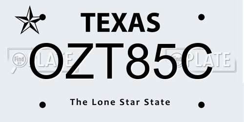 OZT85C Texas License Plate