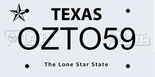 OZTO59 Texas License Plate