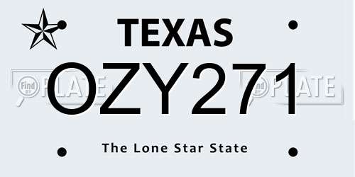 OZY271 Texas License Plate