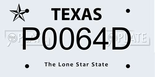 P0064D Texas License Plate