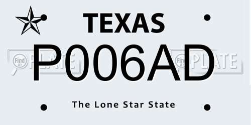 P006AD Texas License Plate