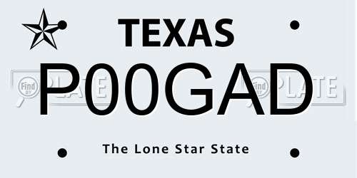 P00GAD Texas License Plate