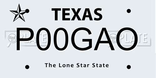 P00GAO Texas License Plate