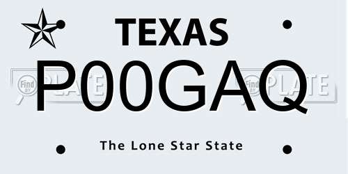 P00GAQ Texas License Plate