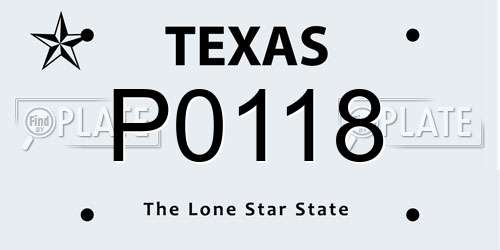 P0118 Texas License Plate