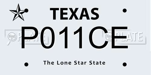 P011CE Texas License Plate