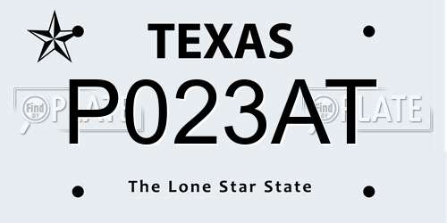 P023AT Texas License Plate