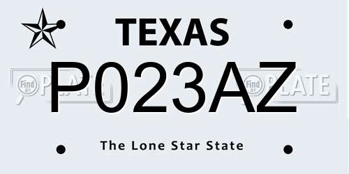 P023AZ Texas License Plate