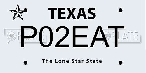 P02EAT Texas License Plate