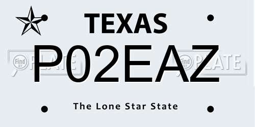 P02EAZ Texas License Plate