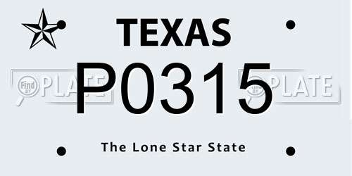 P0315 Texas License Plate