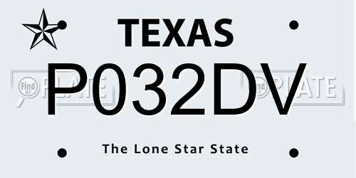 P032DV Texas License Plate