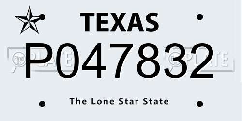 P047832 Texas License Plate