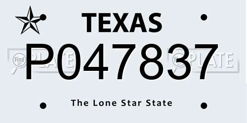 P047837 Texas License Plate