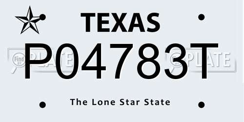 P04783T Texas License Plate
