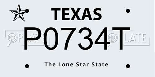P0734T Texas License Plate