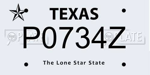 P0734Z Texas License Plate