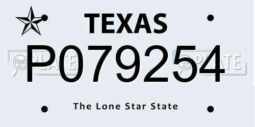 P079254 Texas License Plate
