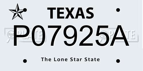 P07925A Texas License Plate