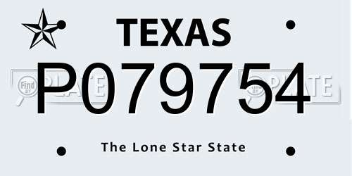 P079754 Texas License Plate