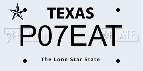 P07EAT Texas License Plate