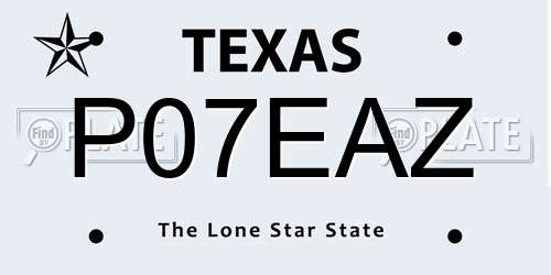 P07EAZ Texas License Plate