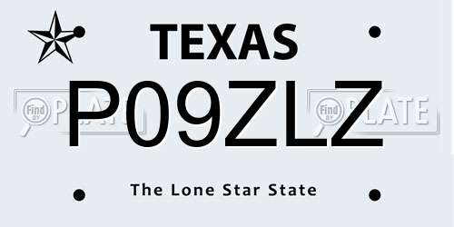P09ZLZ Texas License Plate