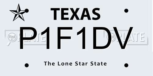 P1F1DV Texas License Plate