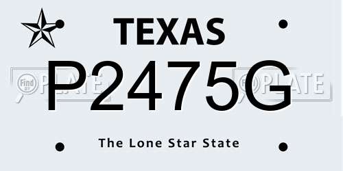 P2475G Texas License Plate