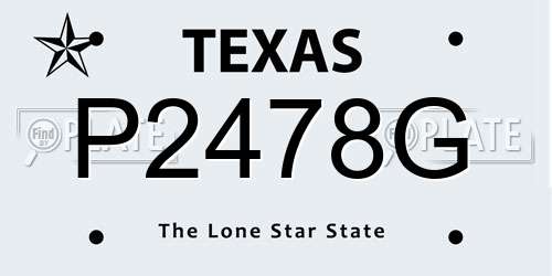P2478G Texas License Plate