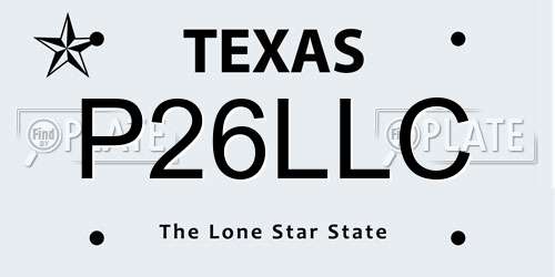 P26LLC Texas License Plate