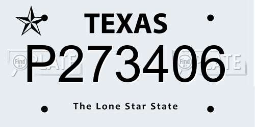 P273406 Texas License Plate